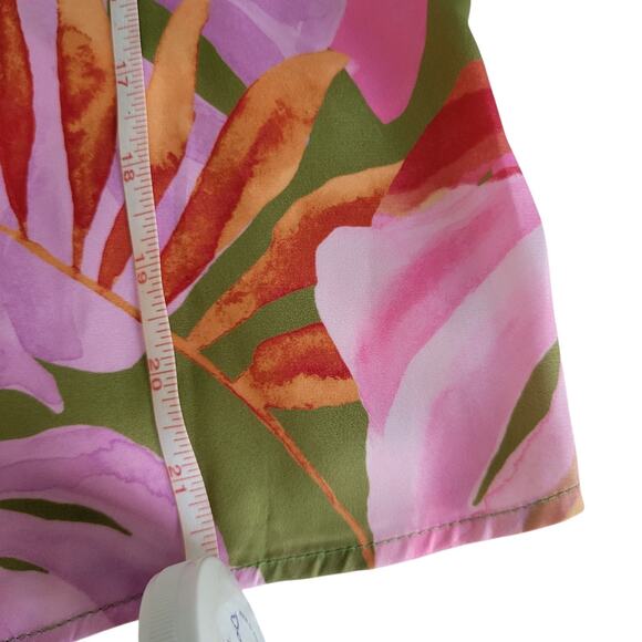 Rachel Zoe Tropical Birds & Leaves Print Satin Beach Vacation Top Size XS - Picture 5 of 16